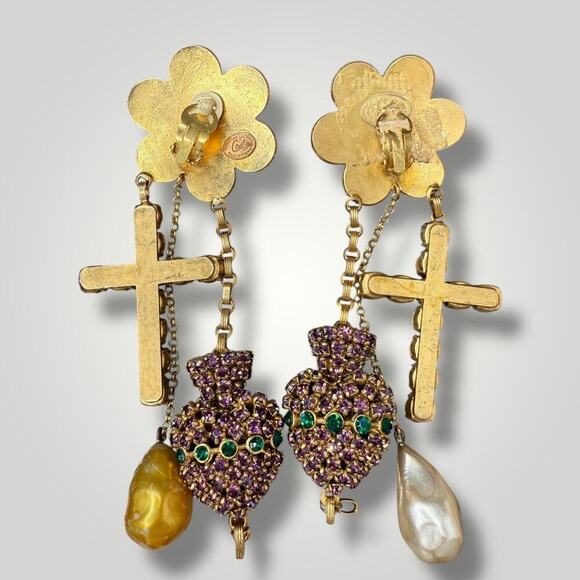 Rare Vintage Christian Lacroix Paris Statement Clip-On Earrings AS IS - Picture 14 of 16